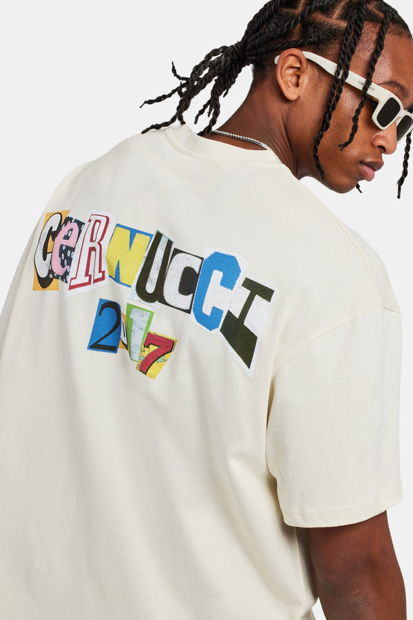 Cernucci Collage Oversized T-Shirt - Ecru