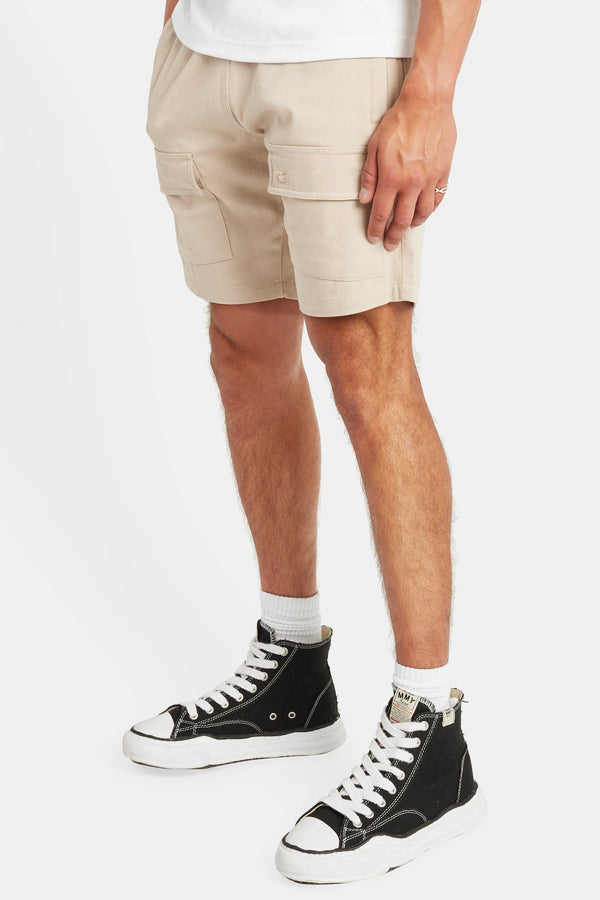 Front Cargo Pocket Shorts - Beige