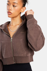 Cropped Zip Hoodie - Chocolate