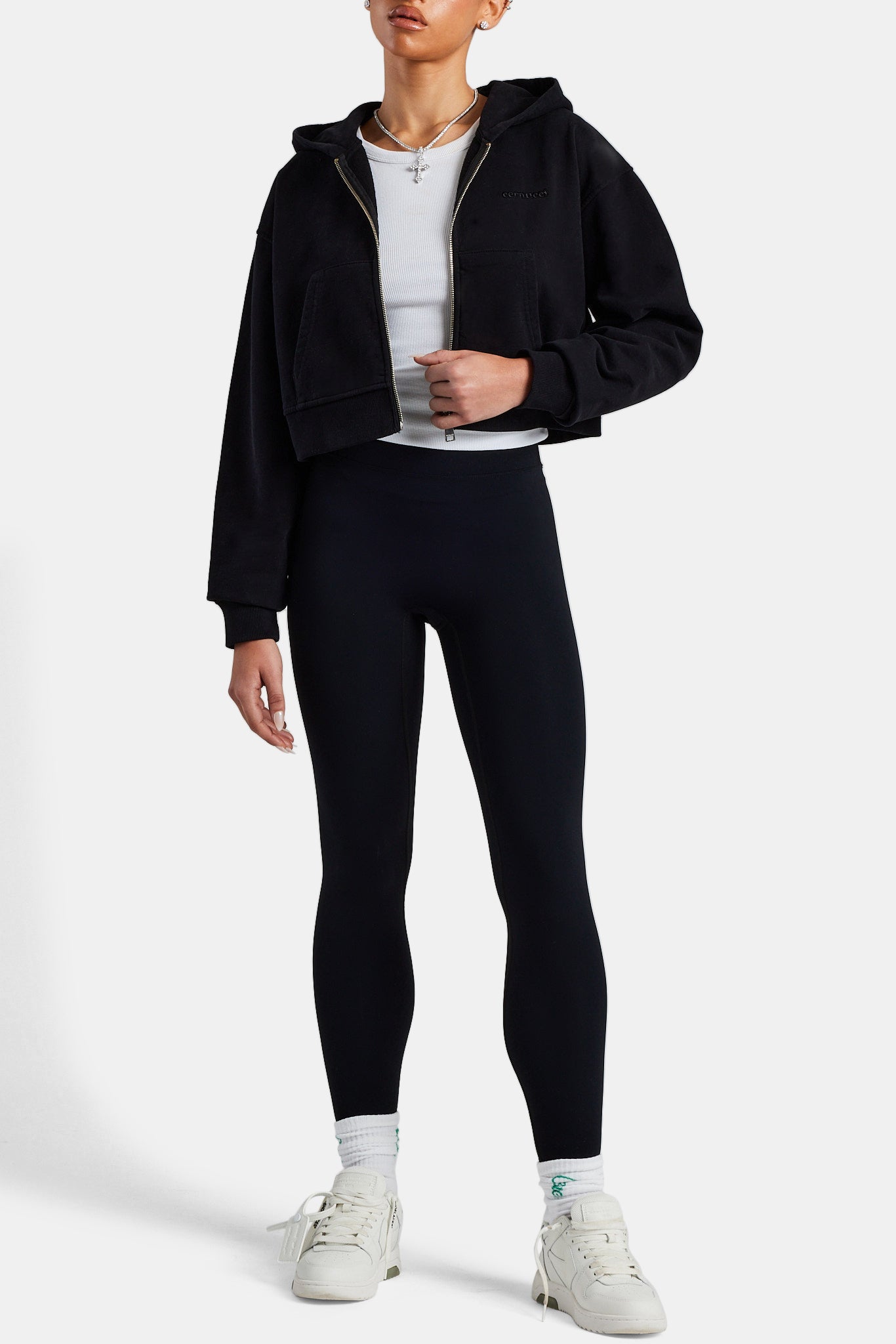 Cropped Zip Hoodie - Black | Womens Hoodies & Sweats | Shop