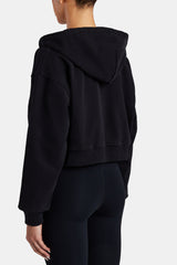 Cropped Zip Hoodie - Black