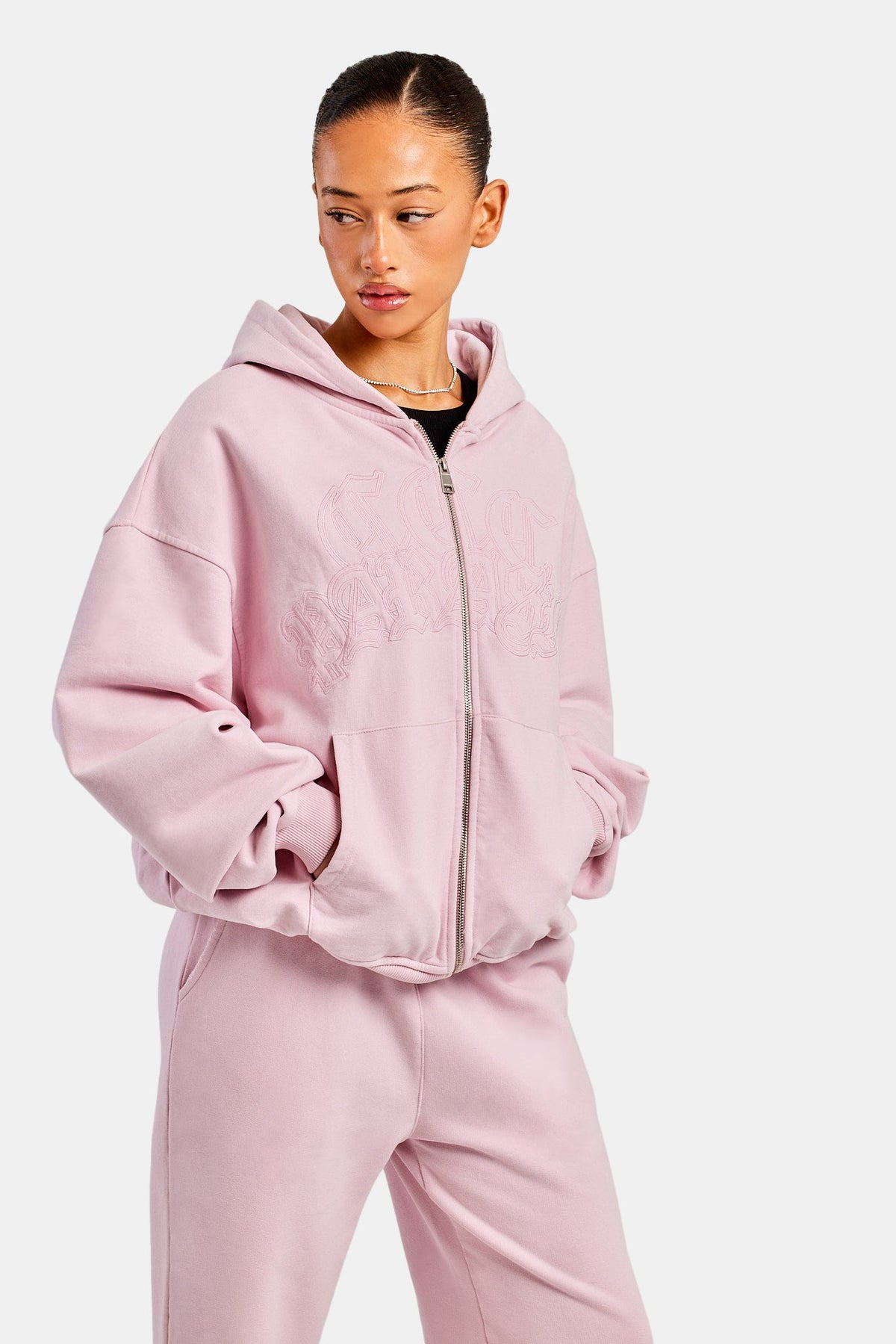 Womens Paraiso Embroidered Zip Hoodie - Pink | Womens Hoodies 