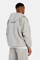 Exposed Seam Zip Through Hoodie - Ash Grey