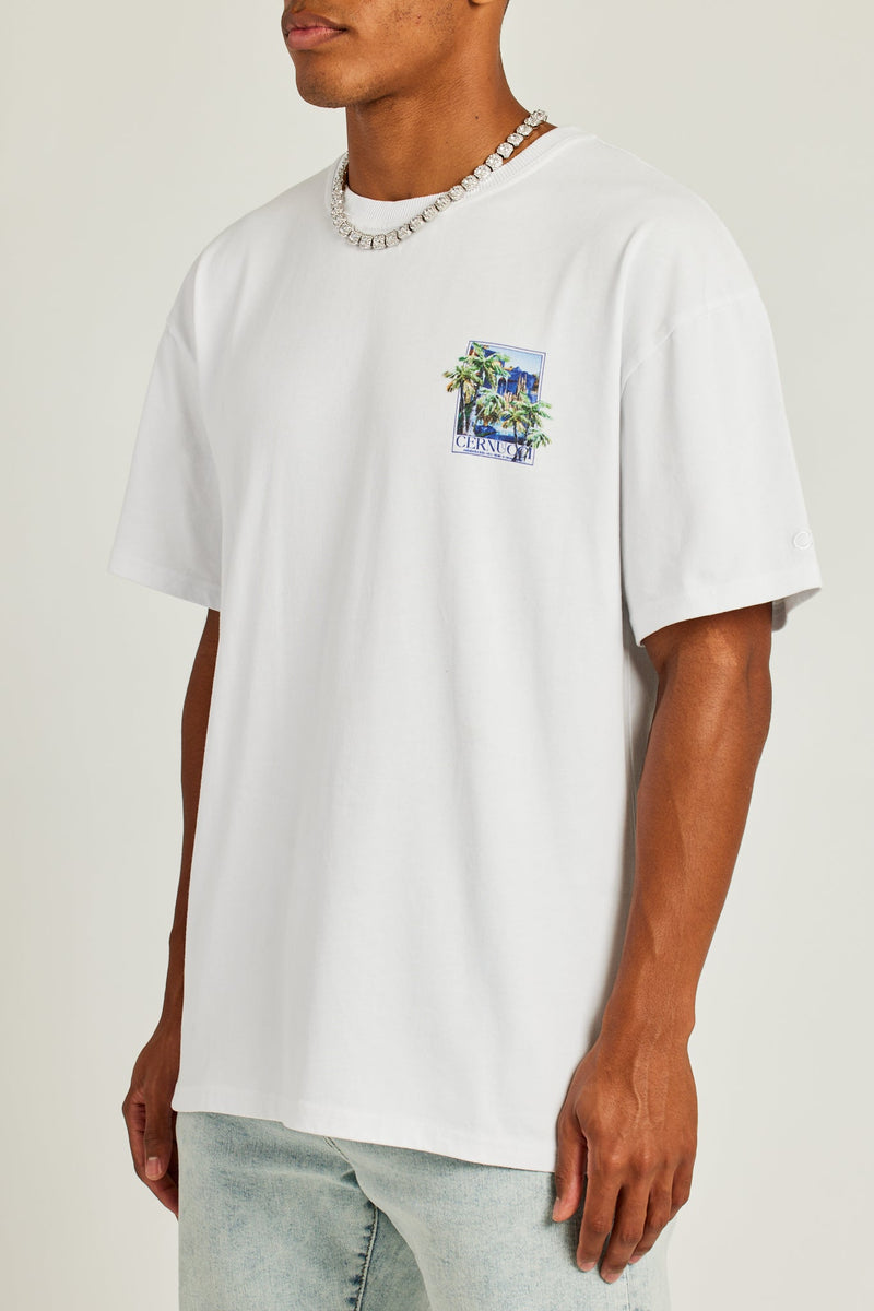 Cernucci Palm Villa Graphic T-Shirt - White