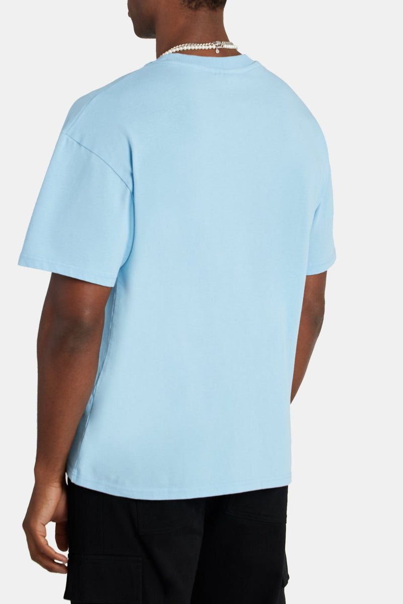Boxy Cernucci Logo Puff Print T-Shirt - Light Blue