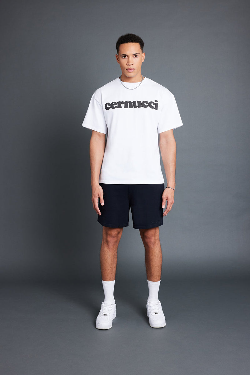 Cernucci Mens Puff Print T-Shirt - White