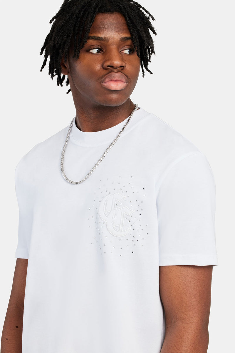 gothic dress men shirt white short sleeve Gothic C Rhinestone Regular Fit T-Shirt - White | Mens Tees & Vests