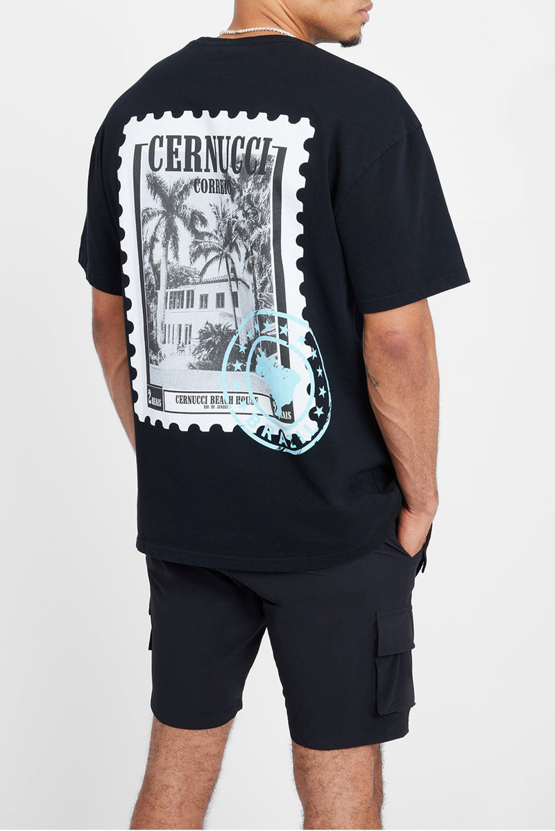 Cernucci Stamp Graphic T-Shirt - Black