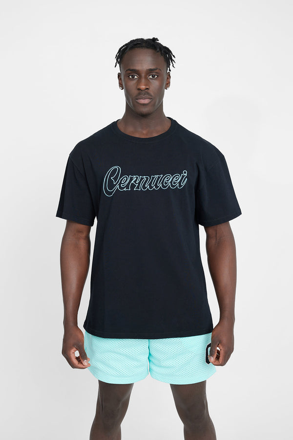 Oversized Cernucci Outline T-Shirt - Black