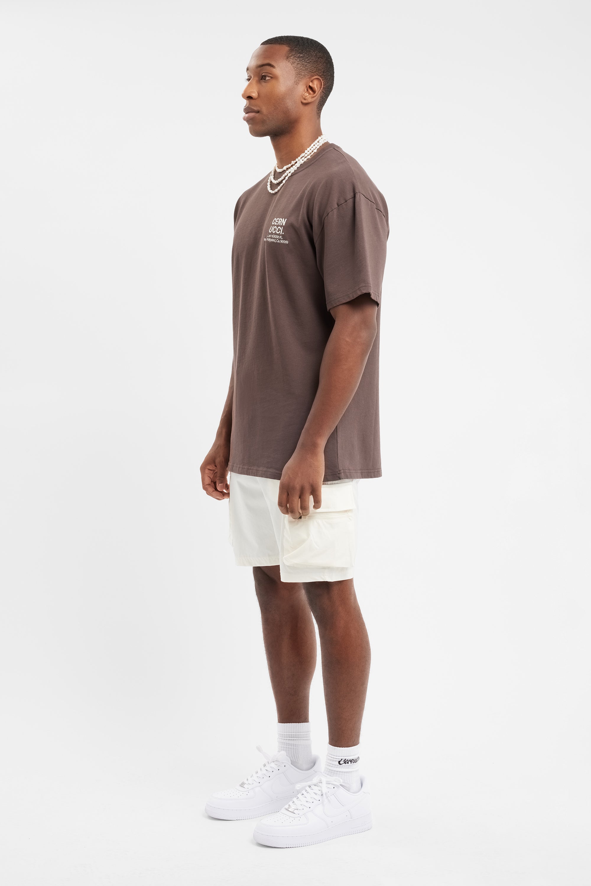 Oversized Cernucci Text T-Shirt - Chocolate