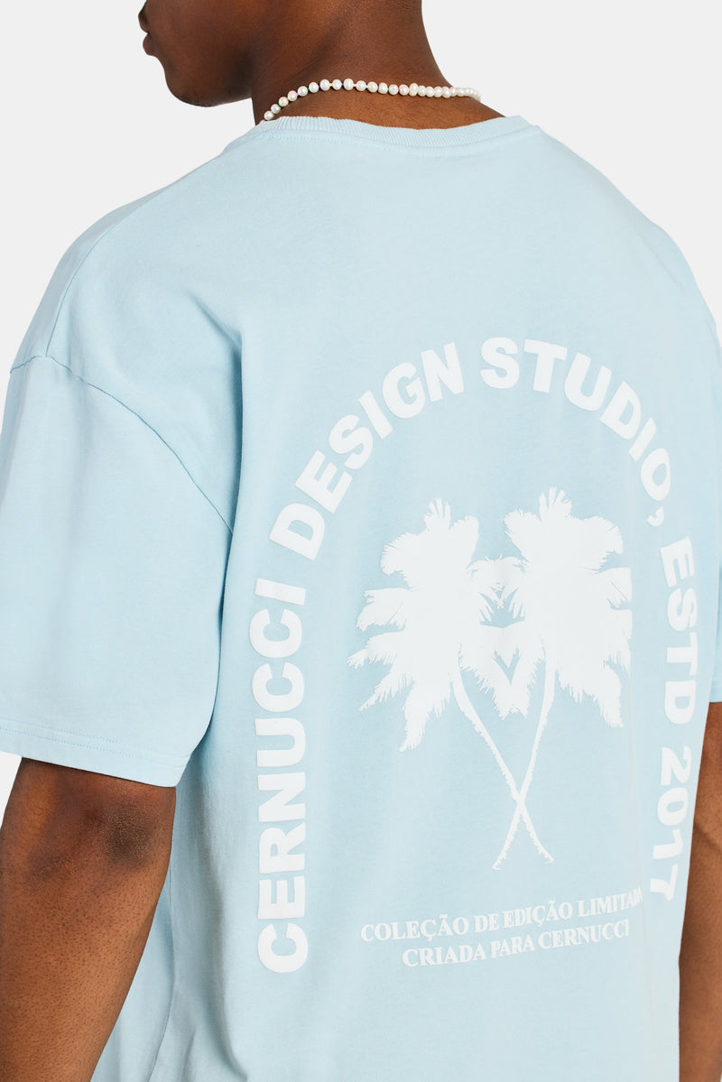 Oversized Palm T-Shirt - Blue