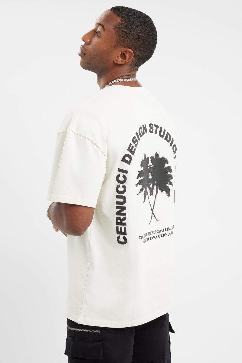 Oversized Palm T-Shirt - Cream