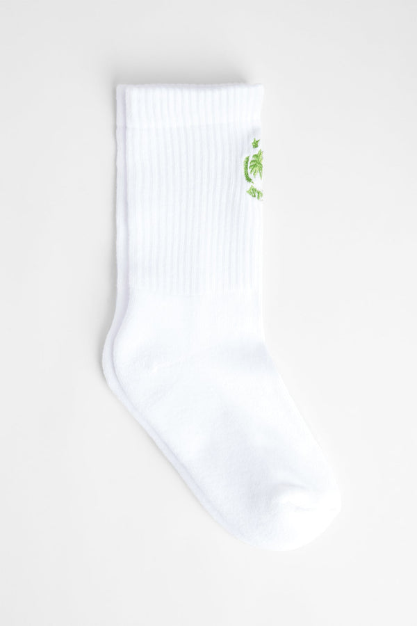 Palm Crest Socks - White