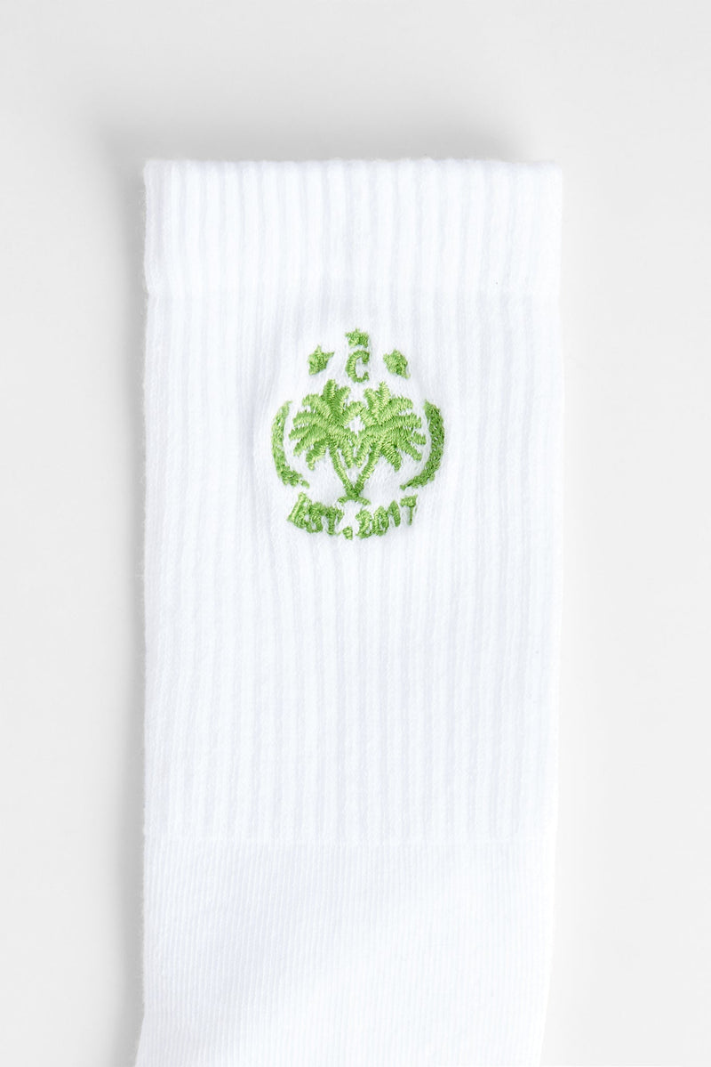 Palm Crest Socks - White