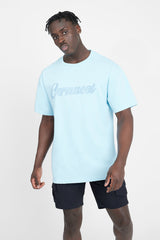 Oversized Cernucci Classic Embroidered T-Shirt - Baby Blue