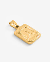 Vintage Inspired Initial Rectangle Pendant A - Gold