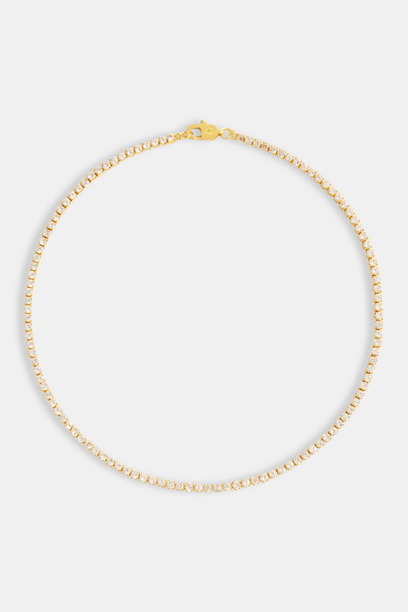 Womens 2.5mm Micro Tennis Chain - Gold