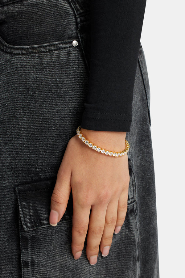 Womens 5mm Tennis Bracelet - Gold