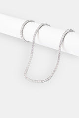 Womens 5mm Tennis Chain & Bracelet - White