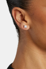 Womens 6mm Square Cut Stud Earrings