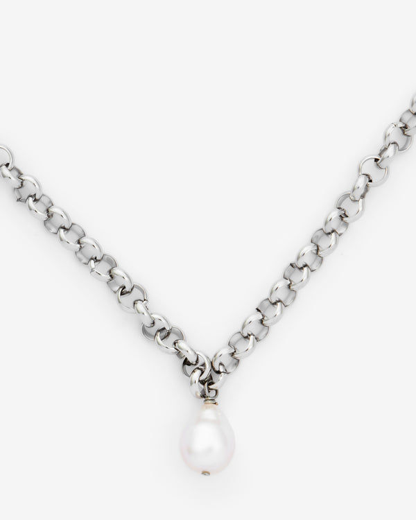 White Pearl Chain Necklace