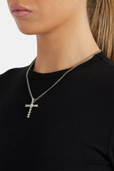 3mm Cuban Chain with Iced Clear CZ Cross Necklace
