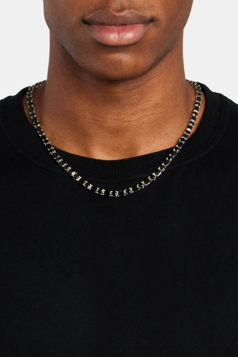 Round & Rectangular Tennis Chain - Black 5mm