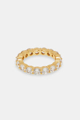 925 Gold Plated Iced Single Row Tennis Ring