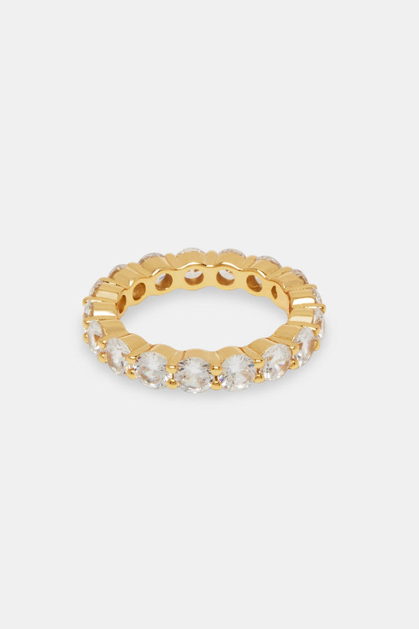 925 Gold Plated Iced Single Row Tennis Ring