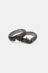 Iced Connecting Heart Ring - Black