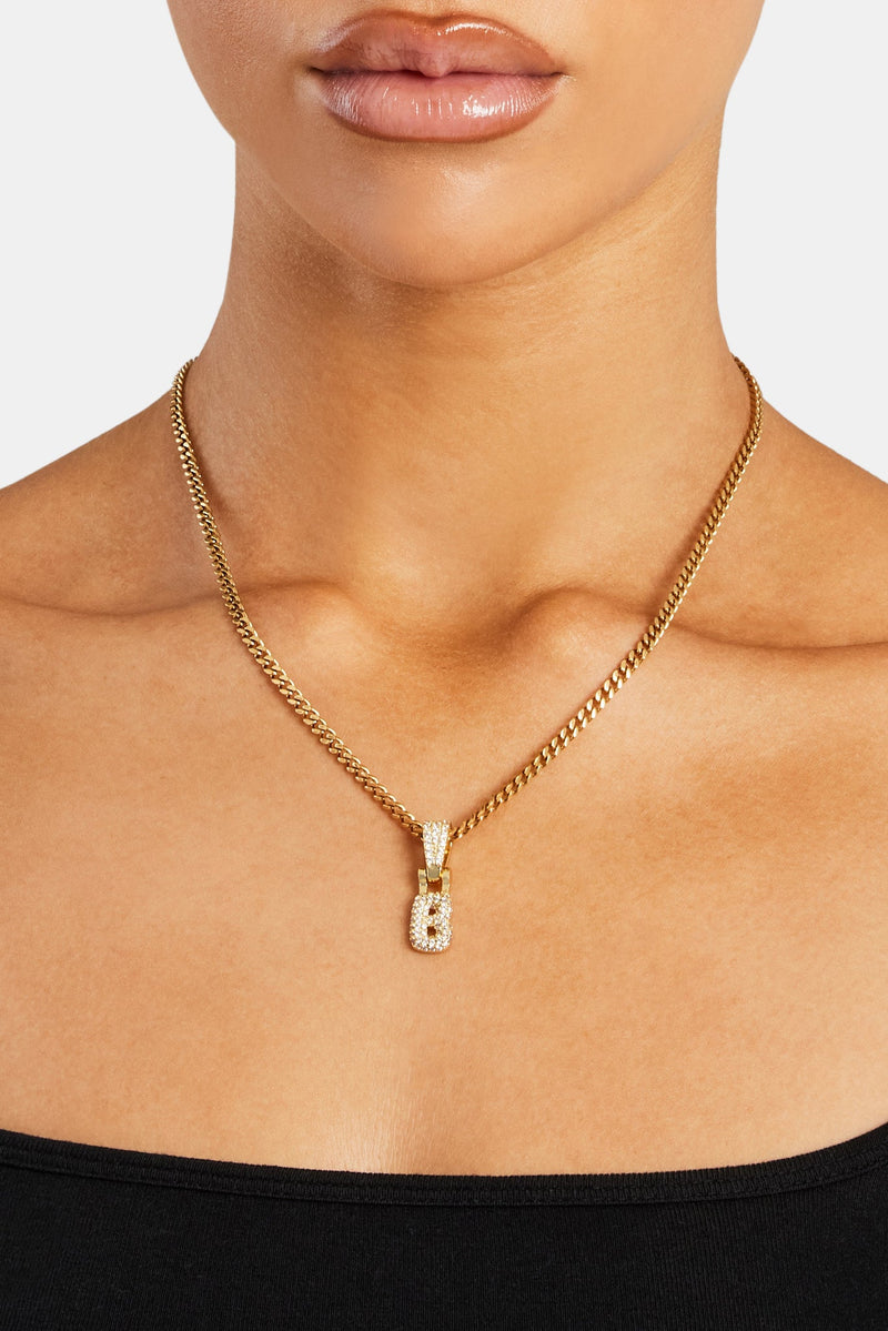 Iced Mini Bubble Pendant & Micro Cuban Chain - Gold