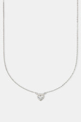 Clear Heart Bezel Necklace - White