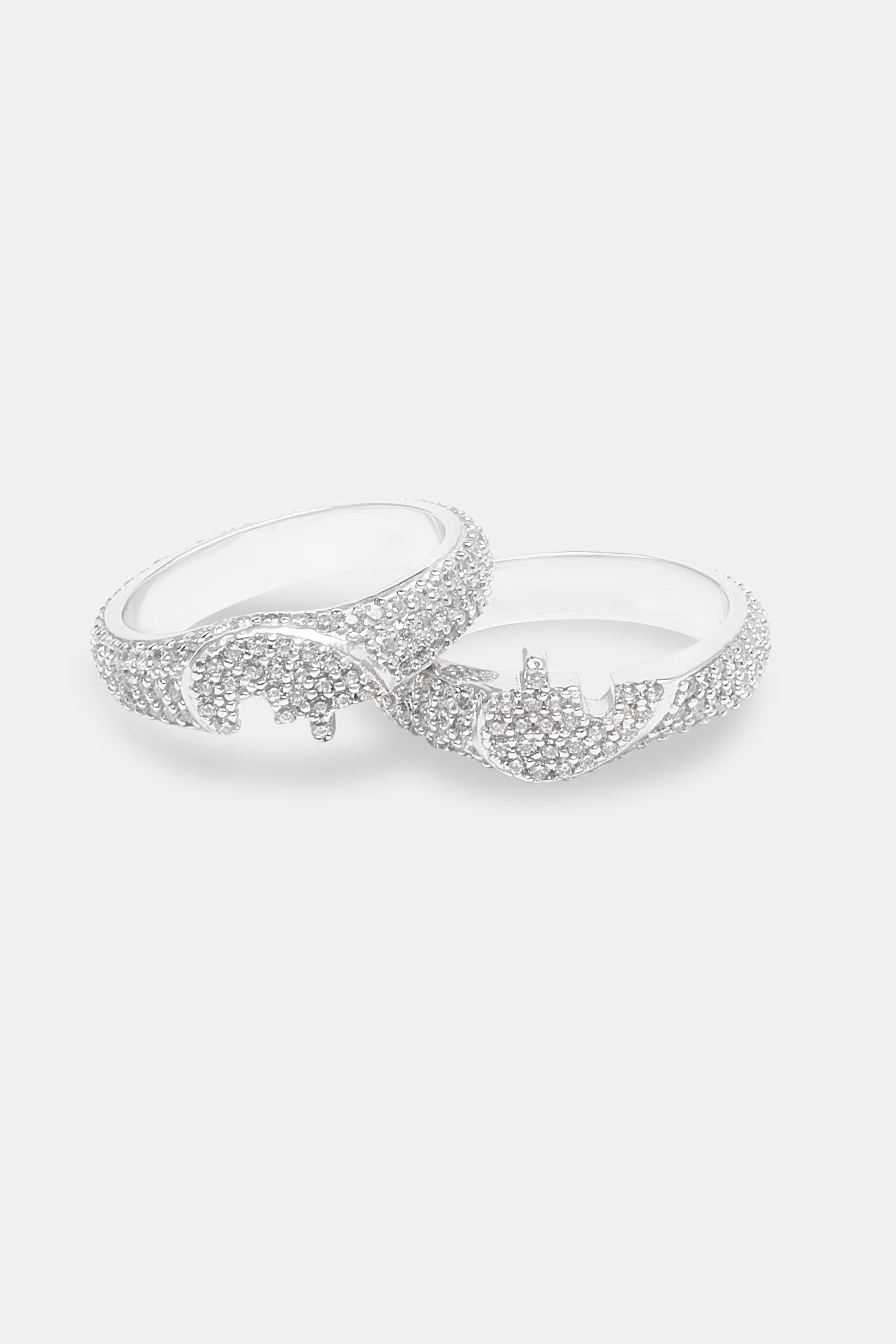 Iced Connecting Heart Ring - White