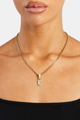 Iced Mini Bubble Pendant & Micro Cuban Chain - Gold