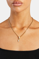 Iced Mini Bubble Pendant & Micro Cuban Chain - Gold