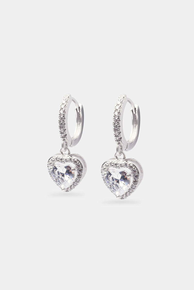 Heart Drop Earrings - White