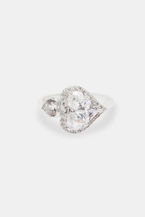 10mm 925 Iced CZ Heart Wrap Ring