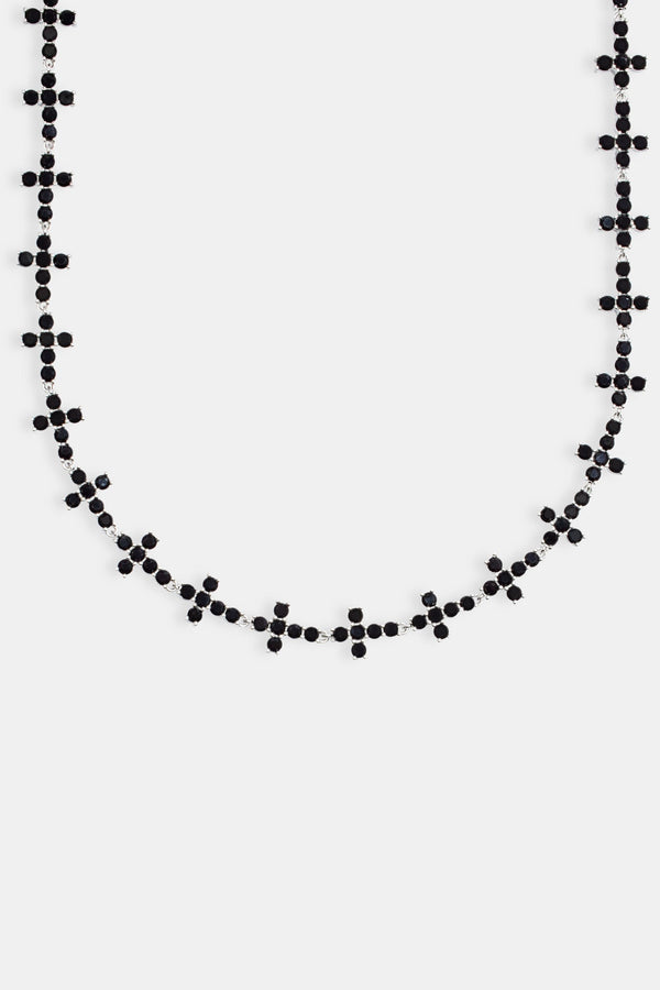 Iced Repeat Black Cross Choker