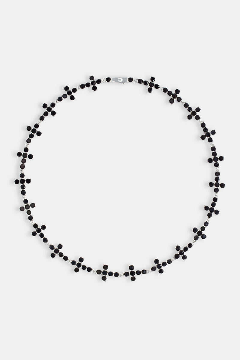 Iced Repeat Black Cross Choker