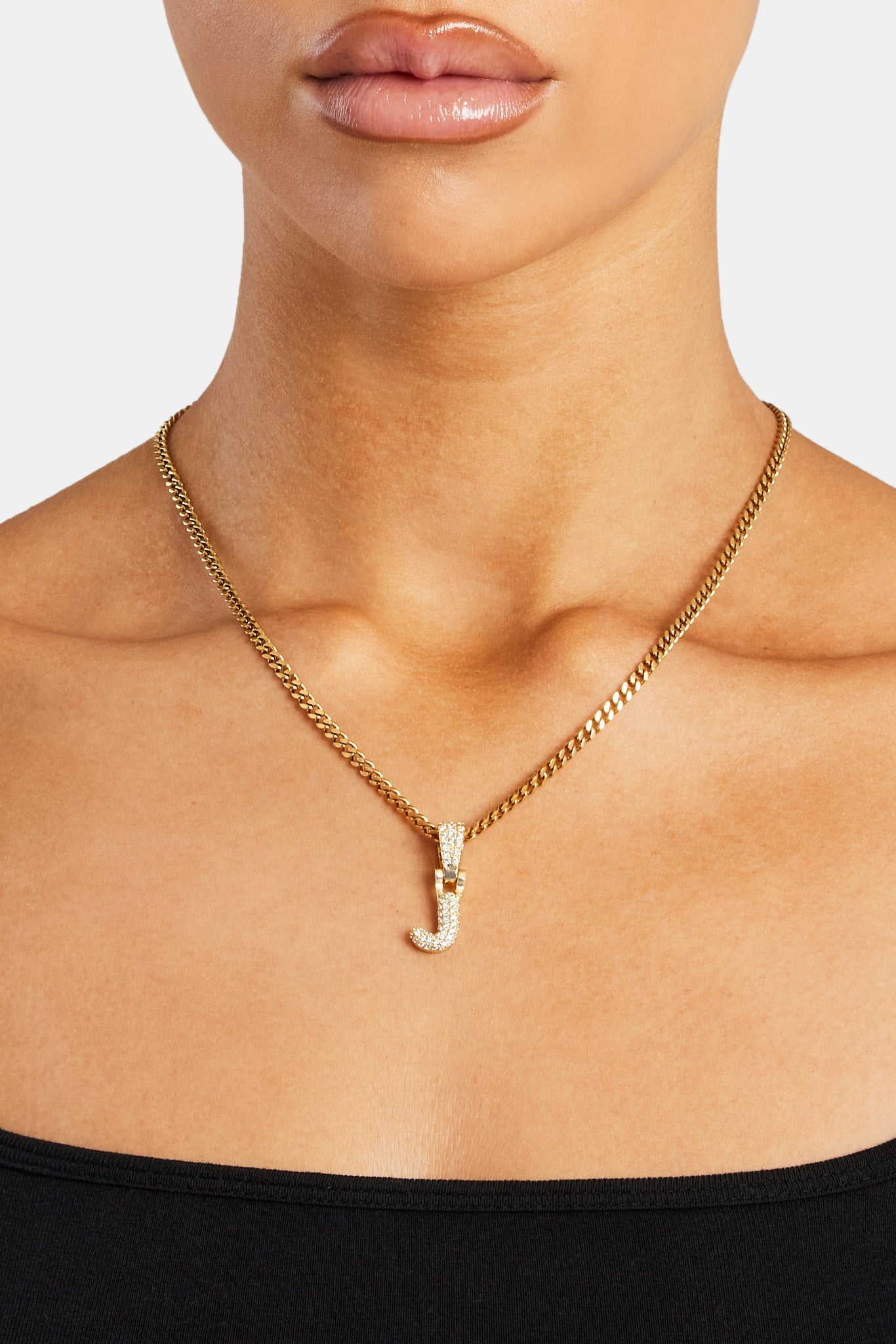 Micro Chain Iced Mini Bubble Pendant & Micro Cuban Chain - Gold | Womens Bundles ...