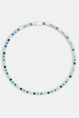 Blue & Green CZ Baguette Tennis Chain