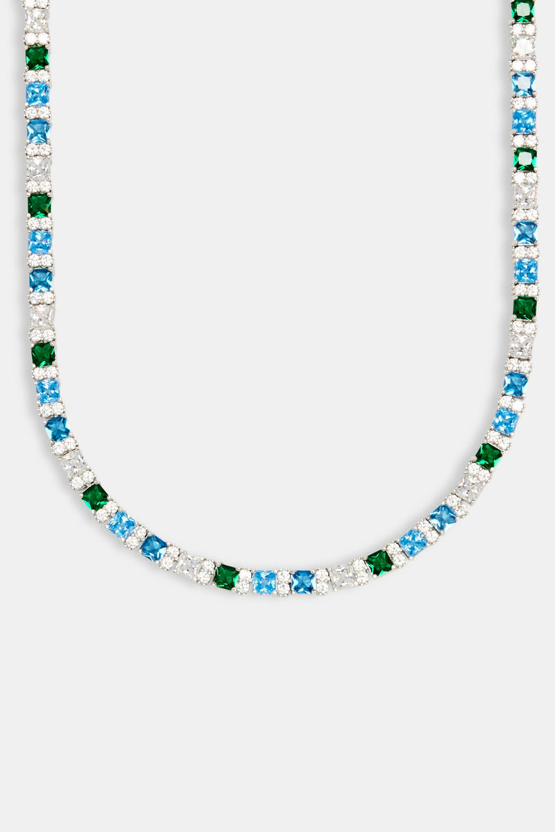 Blue & Green CZ Baguette Tennis Chain