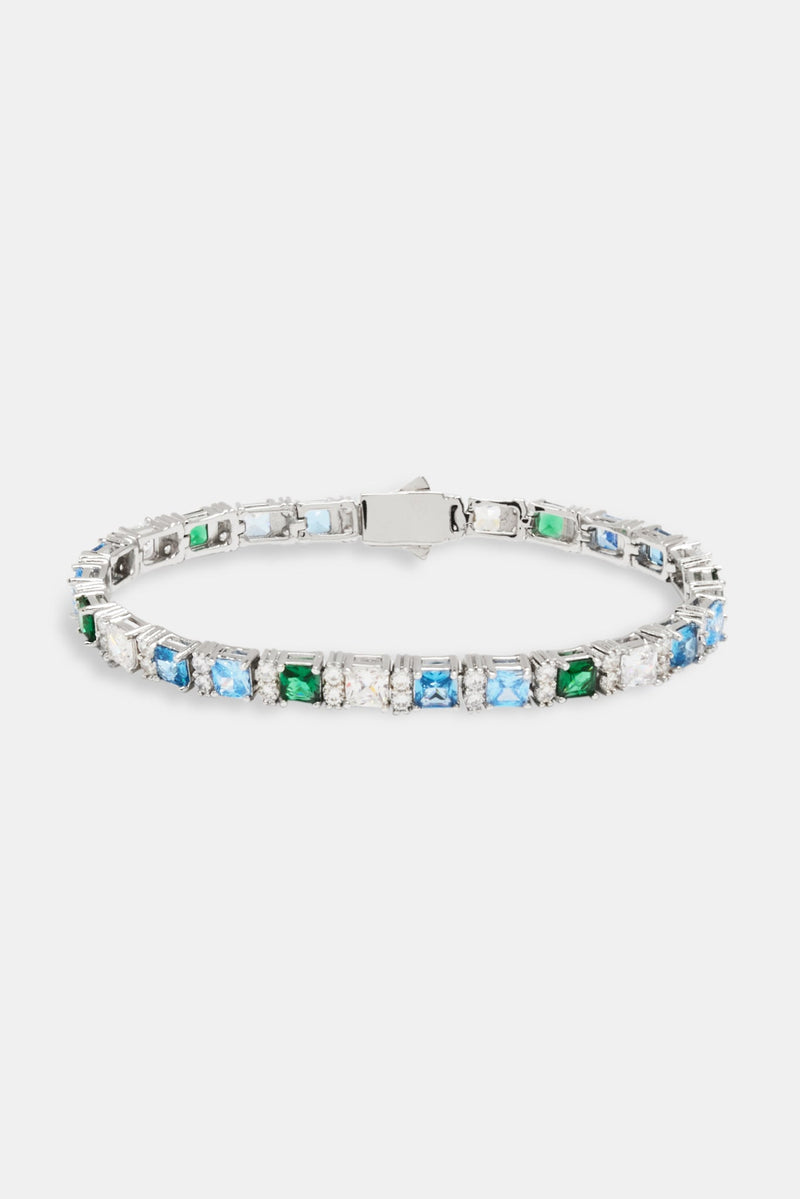 Blue & Green CZ Baguette Tennis Bracelet