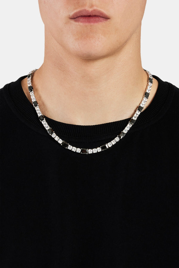 Black & Clear Baguette and Square Tennis Chain