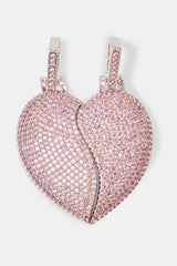 Iced Connecting Heart Pendant - Pink