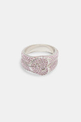 Iced Connecting Heart Ring - Pink