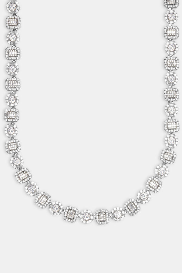 Round & Square Baguette Cluster Chain