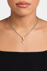 Iced Mini Bubble Pendant & Micro Cuban Chain - White