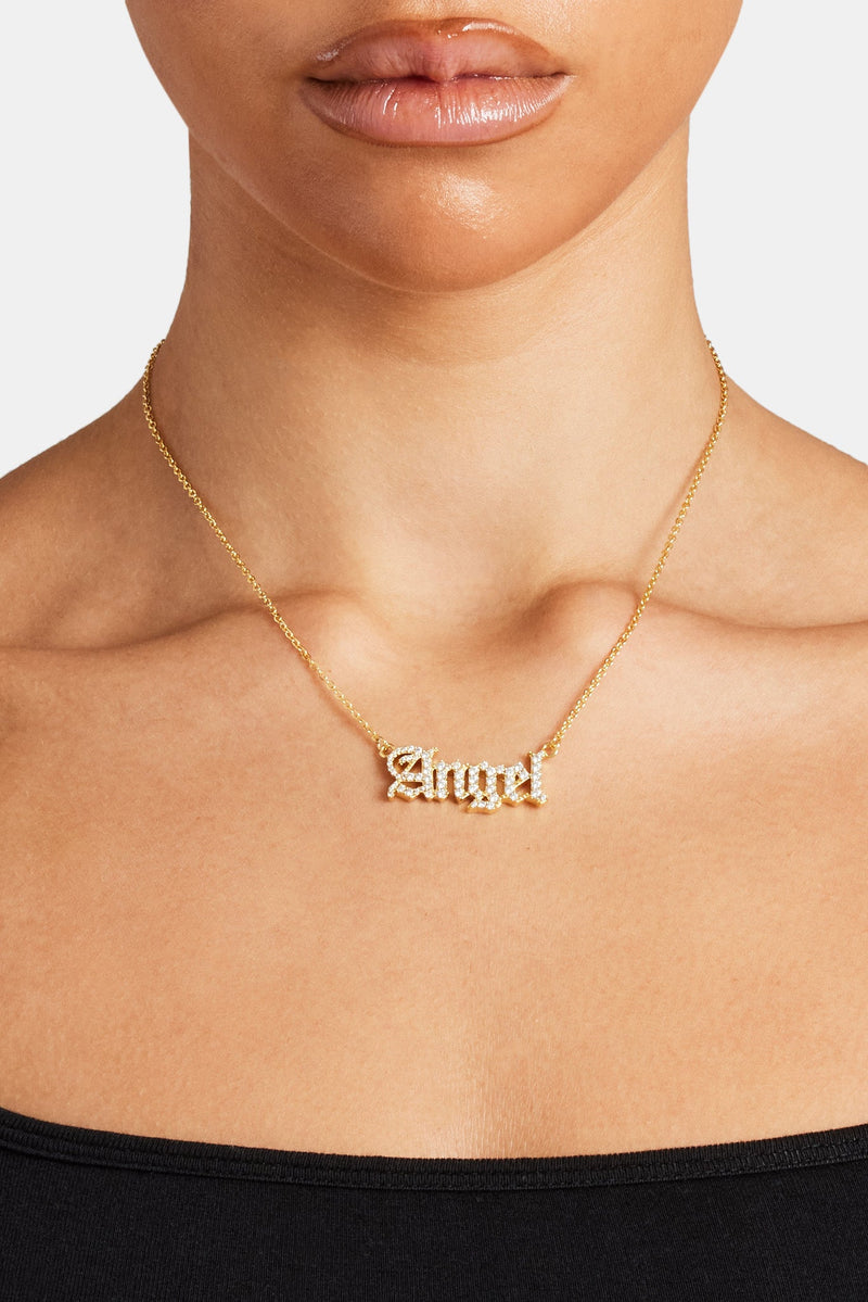 Iced Angel Necklace - Gold