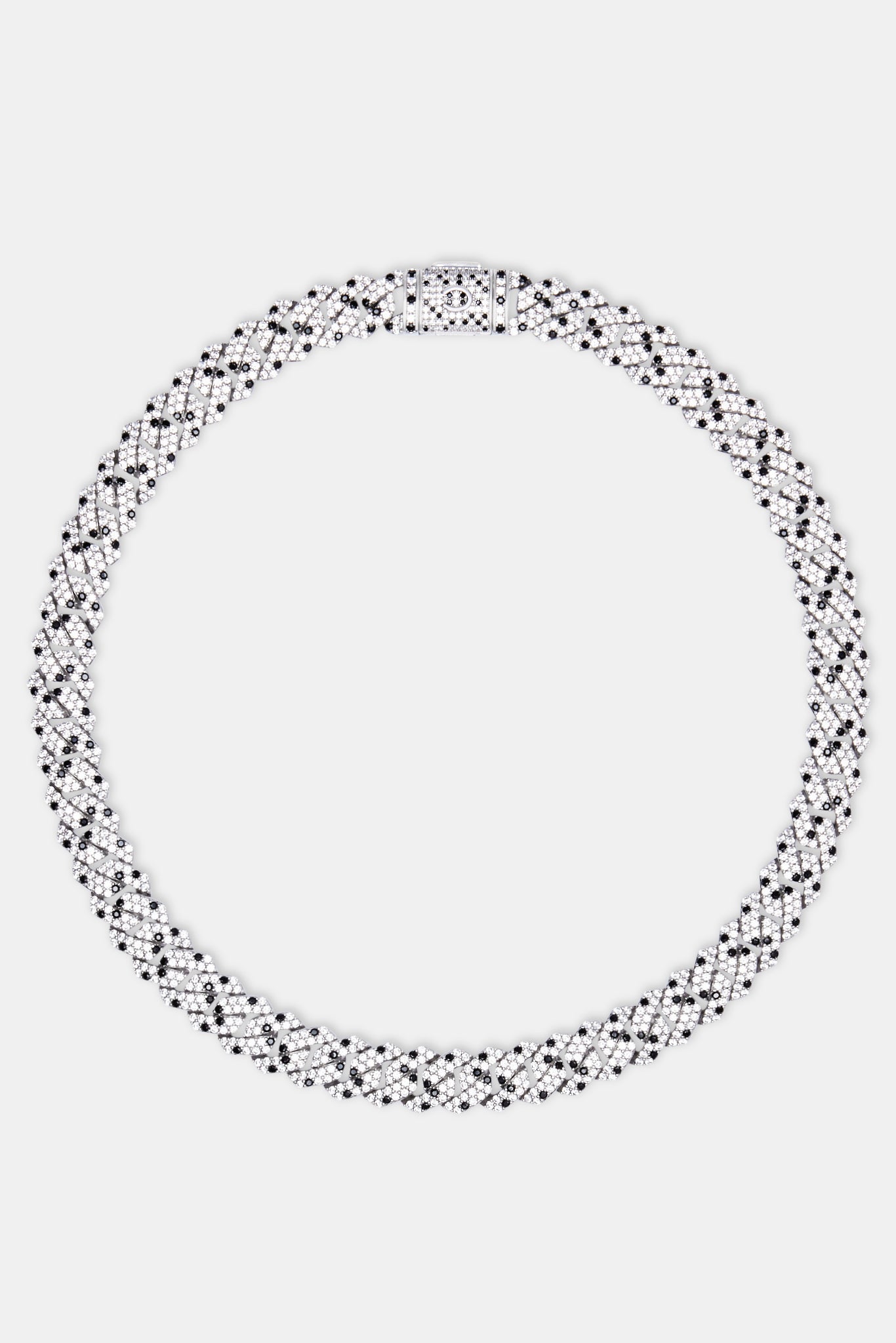 14mm Iced Clear & Black CZ Prong Link Chain
